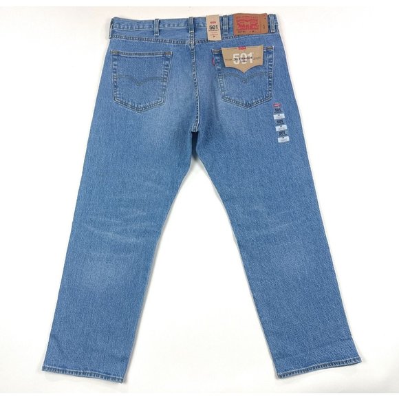 Levis 501 93 Straight Cropped Men 38 Light Blue Jeans Denim Button Fly 290980023 - Picture 11 of 12